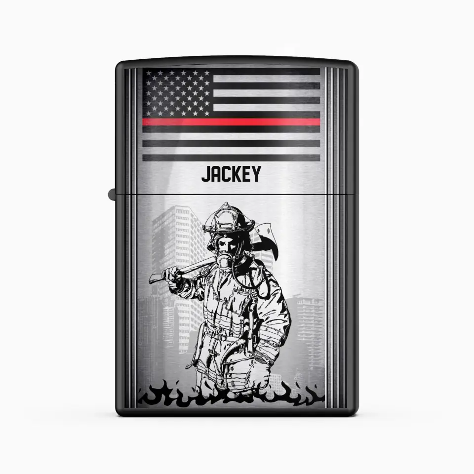 Personalized US Firefighter with Name Lighter Case Printed 23MAY-HQ09