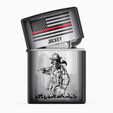 Personalized US Firefighter with Name Lighter Case Printed 23MAY-HQ09