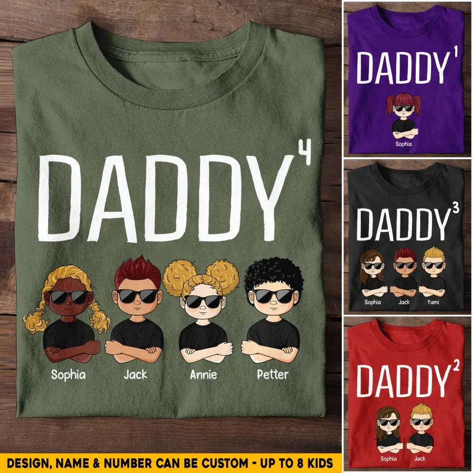 Personalized Daddy with Kid Name Dad Gift Happy Father's Day Tshirt Printed PNHQ0905