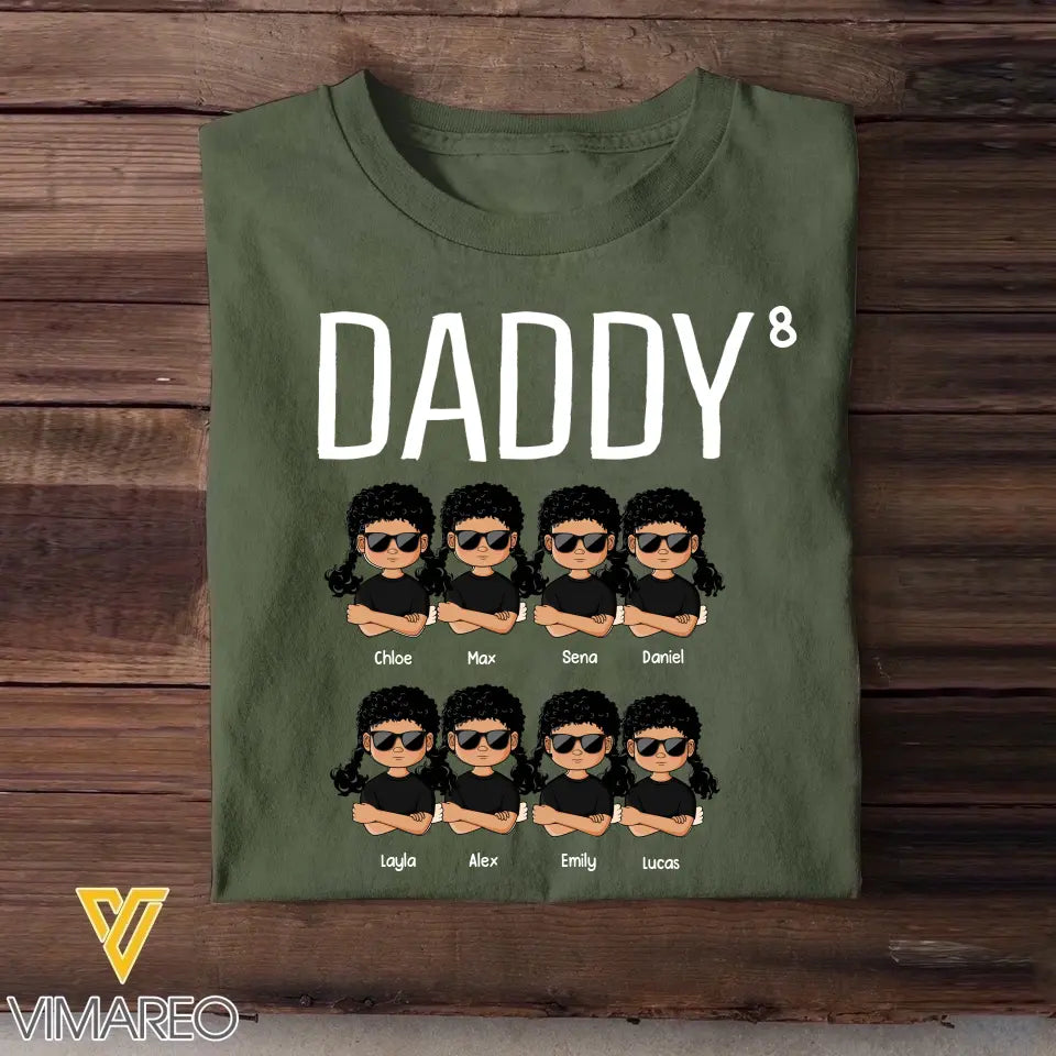 Personalized Daddy with Kid Name Dad Gift Happy Father's Day Tshirt Printed PNHQ0905