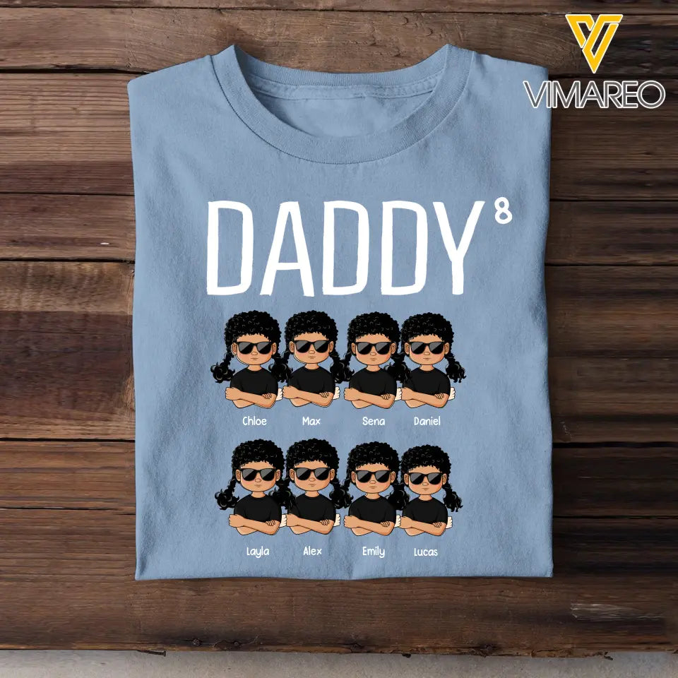 Personalized Daddy with Kid Name Dad Gift Happy Father's Day Tshirt Printed PNHQ0905