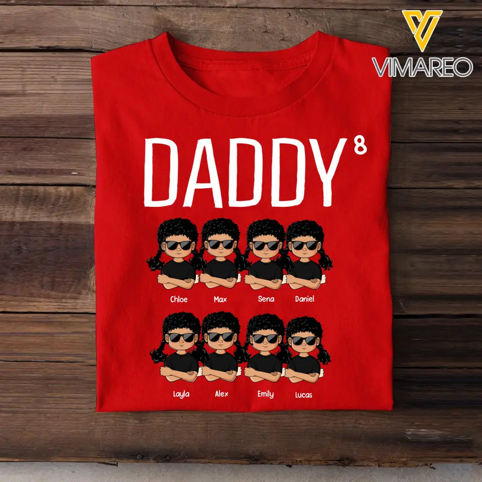 Personalized Daddy with Kid Name Dad Gift Happy Father's Day Tshirt Printed PNHQ0905