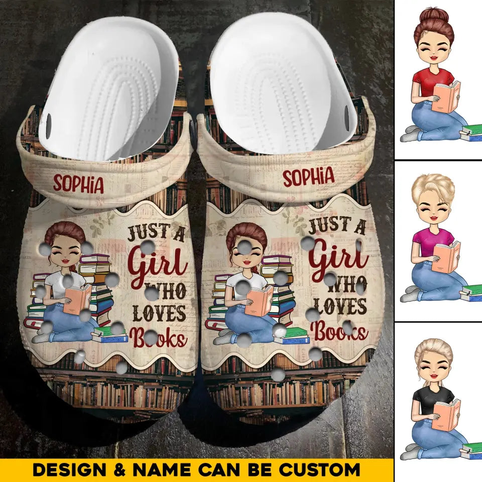 Personalized Girl Book Just A Girl Who Loves Books Clog Slipper Shoes Printed 23APR-HQ10