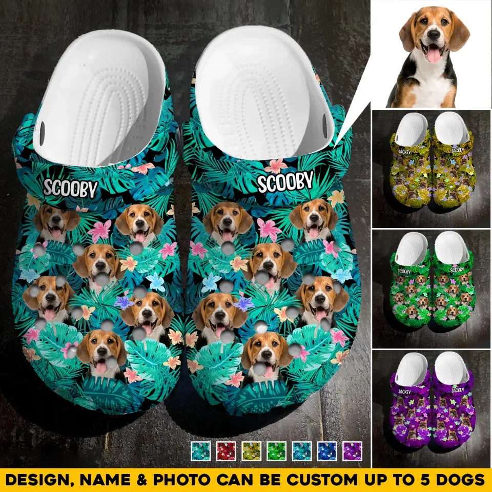 Personalized Upload Your Dog Photo Hawaii Dog Lovers Clog Slipper Shoes Printed 23APR-HQ11