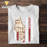 Personalized Dad Jokes Champion Couple Dad And Son Hand With Name TShirt Or Baby Onesie QTPN1205