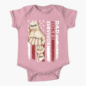 Personalized Dad Jokes Champion Couple Dad And Son Hand With Name TShirt Or Baby Onesie QTPN1205