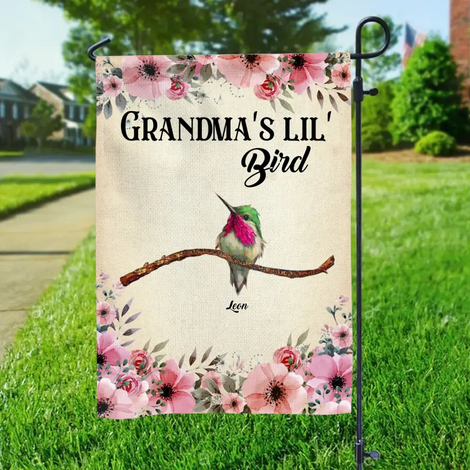 Personalized Grandma's Lil' Birds Garden Flag Printed QTPN150523