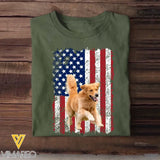 Personalized Upload Your Dog Photo US Flag T-shirt Printed 23MAY-TB15