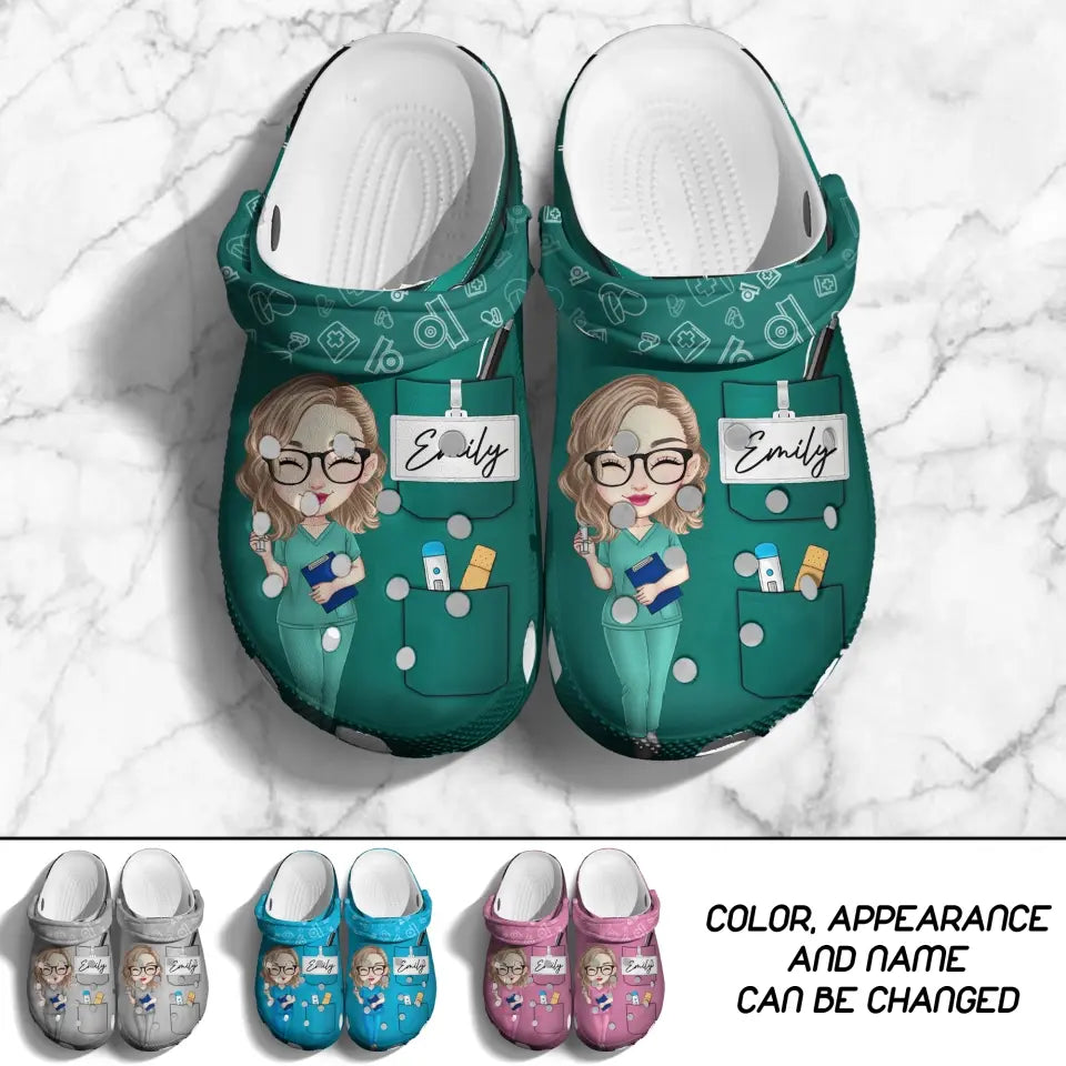 Personalized Nurse with Name Gift for Nurses Clog Slipper Shoes Printed 23APR-DT16