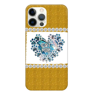 Personalized Cat Mom Heart Paws with Cat Name Cat Lovers Gift Phonecase Printed PNTB1605