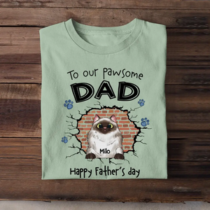 Personalized To Our Pawsome Dad Happy Father's Day T-shirt Printed PNPN1605