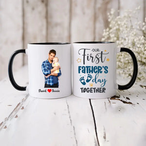 Personalized Upload Your Photo Dad & Baby First Our Father's Day Together Accent Mug Printed PNBQT1605