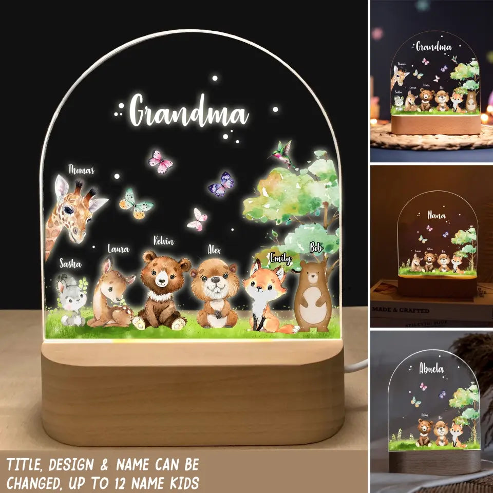 Personalized Grandma & Kid Name Led Lamp Printed 23MAY-DT17