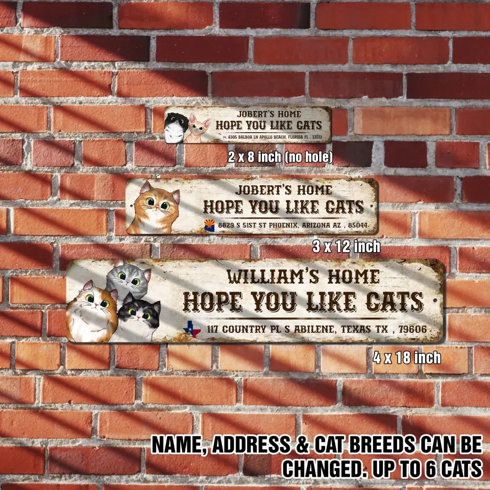 Personalized Hope You Like Cats Custom State & Family Name Cat Lovers Gift Metal Sign 23MAY-DT22