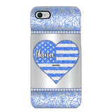 Personalized Grandma with Kid Name Heart US Flag Background Phonecase Printed PNDT2205