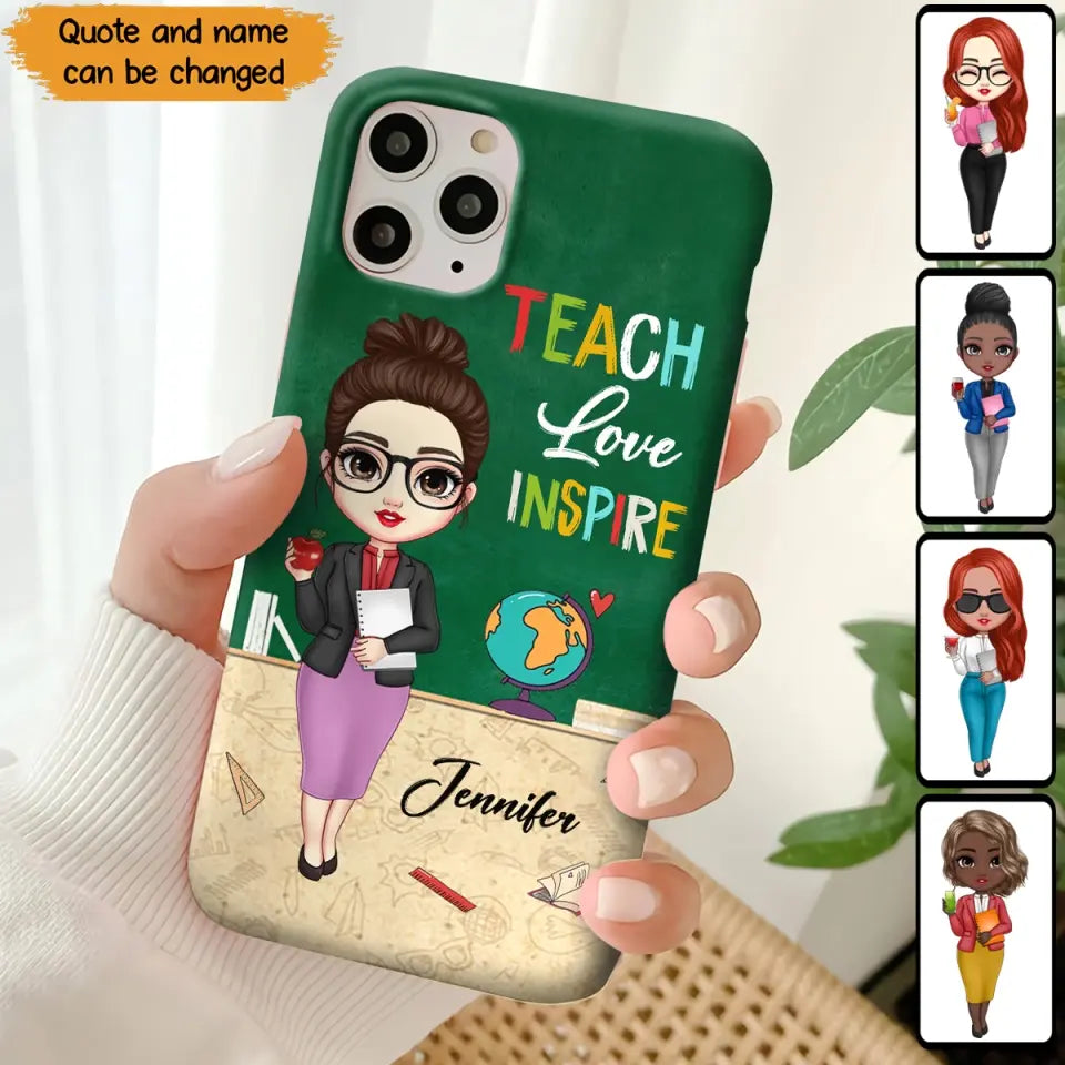 Personalized Doll Teacher Chibi Teach Love Inspire Phonecase Teacher Gifts