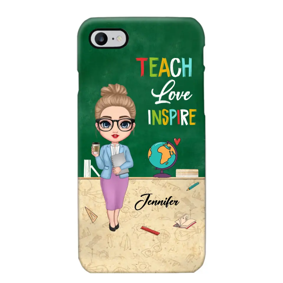 Personalized Doll Teacher Chibi Teach Love Inspire Phonecase Teacher Gifts