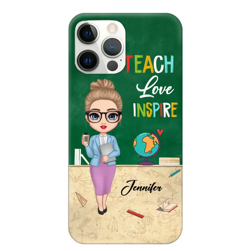 Personalized Doll Teacher Chibi Teach Love Inspire Phonecase Teacher Gifts