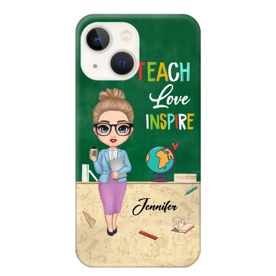 Personalized Doll Teacher Chibi Teach Love Inspire Phonecase Teacher Gifts