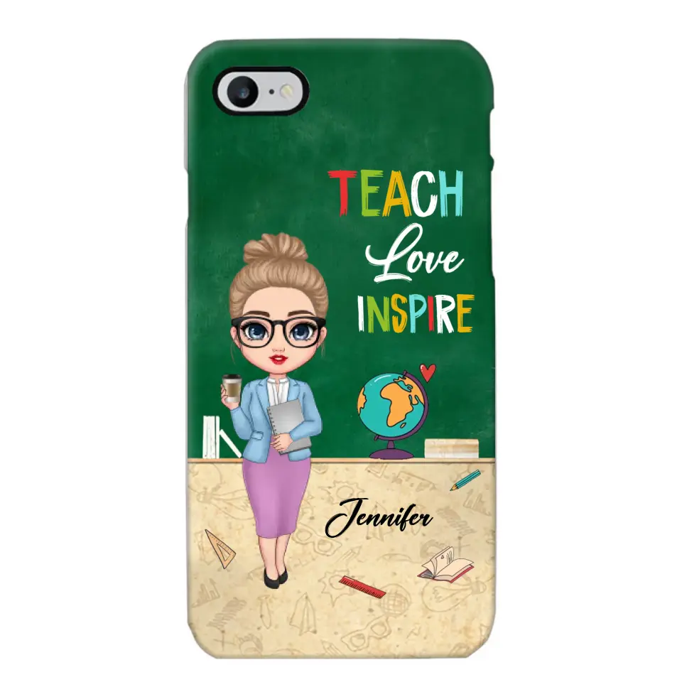 Personalized Doll Teacher Chibi Teach Love Inspire Phonecase Teacher Gifts