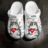 Personalized Fluffy Cat Holding Heart Cat Lovers Gift Clog Slipper Shoes Printed MTHQ2205