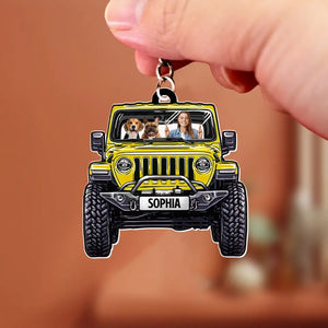 Personalized Upload Image Dog & Jeep Lover Acrylic Keychain Gift Printed QTHQ2505