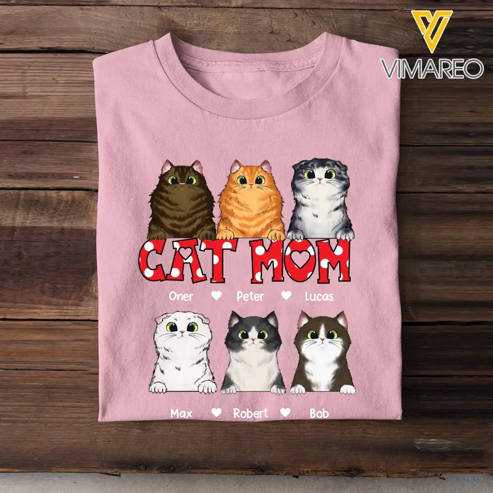 Personalized Cat Mom Cat Lovers T-shirt Printed QTTB2505