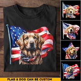 Happy Independence Day Golden Retriever Lover Tshirt With Watercolor Art Design