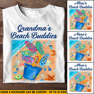 Personalized Grandma Beach Buddies With Kids Beach Flip Flip Lover T-shirt Printed QTHQ2605