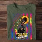Personalized Upload Your Dog Photo You Are My Sunshine US Flag T-shirt Printed 23MAY-TB24