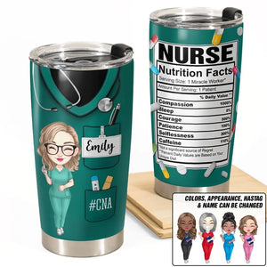 Personalized Nurse Nutrition Facts Custom Name And Department Tumbler