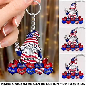 Personalized Grandma Hearts with Kids Names Heart Flag Acrylic Keychain Printed 23MAY-PTN27