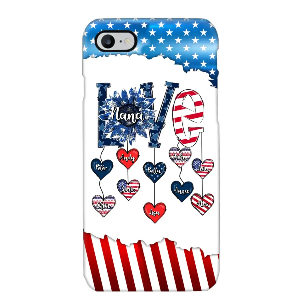 Personalized Grandma Love Kid Independence Day Family Gifts Phonecase Printed TNDT2705