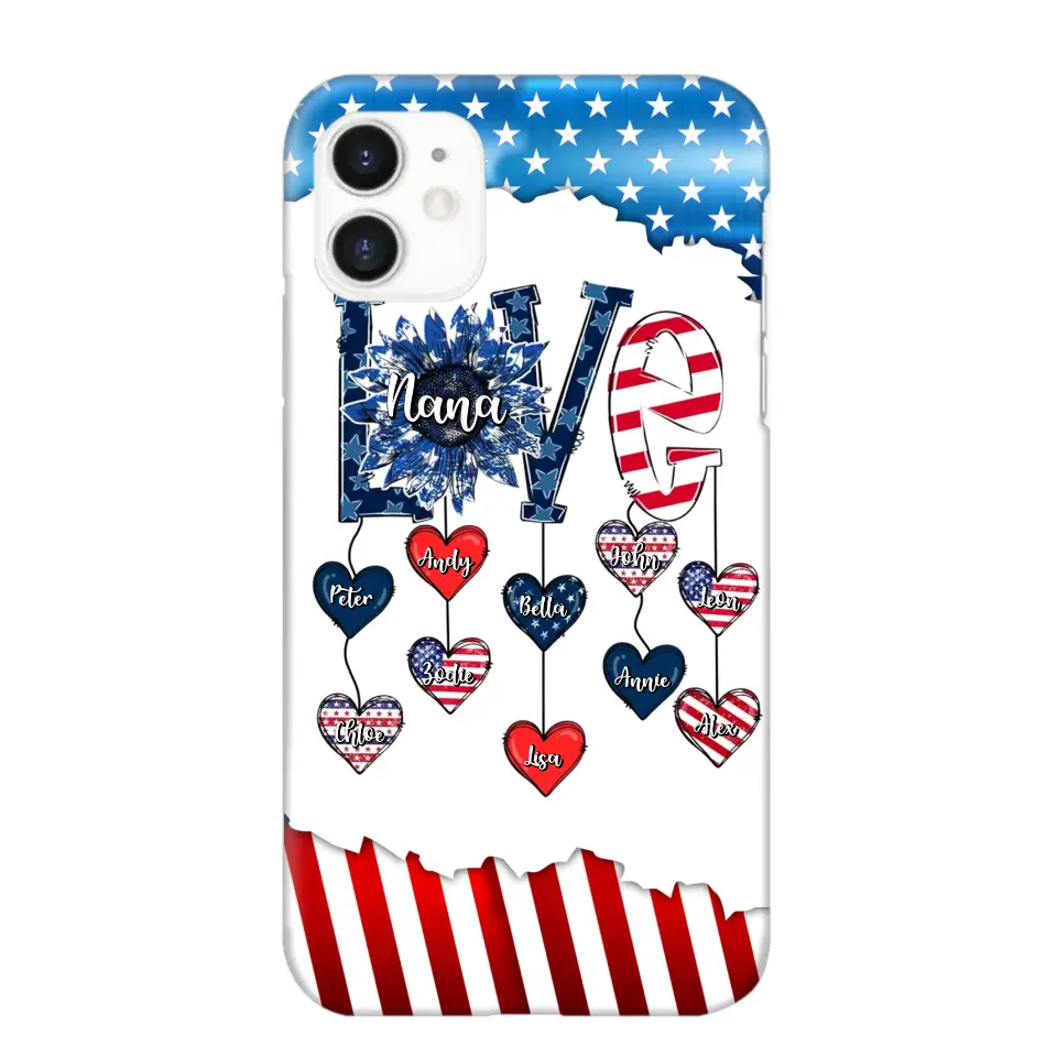 Personalized Grandma Love Kid Independence Day Family Gifts Phonecase Printed TNDT2705