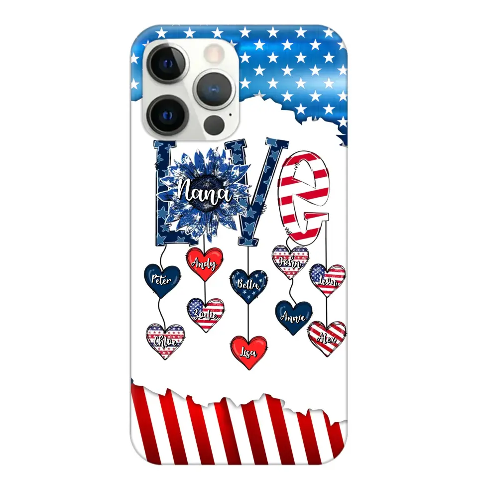 Personalized Grandma Love Kid Independence Day Family Gifts Phonecase Printed TNDT2705