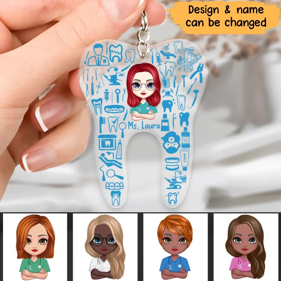 Personalized Nurse with Name Gift for Nurse Acrylic Keychain Gift Printed THQT2705