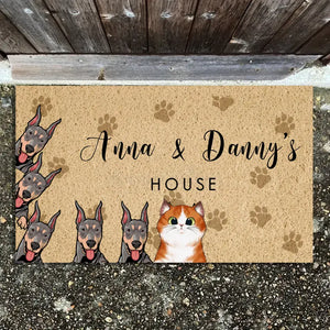 Personalized Family Pet Dog Lovers Cat Lovers Gift Doormat TBMH2705