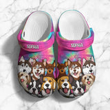 Personalized Hippie Dogs with Names Dog Lovers Gift Clog Slipper Shoes Printed 23MAY-DT29