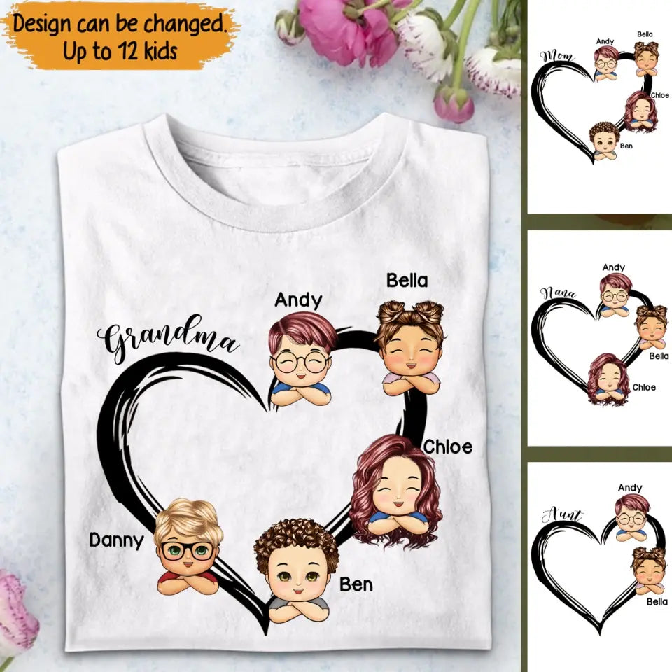 Personalized Grandma With Kids Names T-shirt Printed QTTB2905