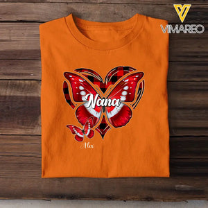 Personalized Nana Grandma Heart Butterflies with Kids Names T-shirt Printed QTTB2905