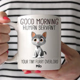 Personalized Good Morning Human Servant Cat Lover Gifts White Mug Printed 23MAY-PN30