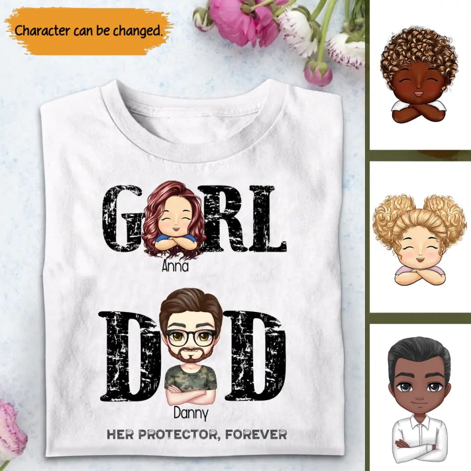 Personalized Girl Dad Gift For Dad For Father T-shirt Printed QTTB3005