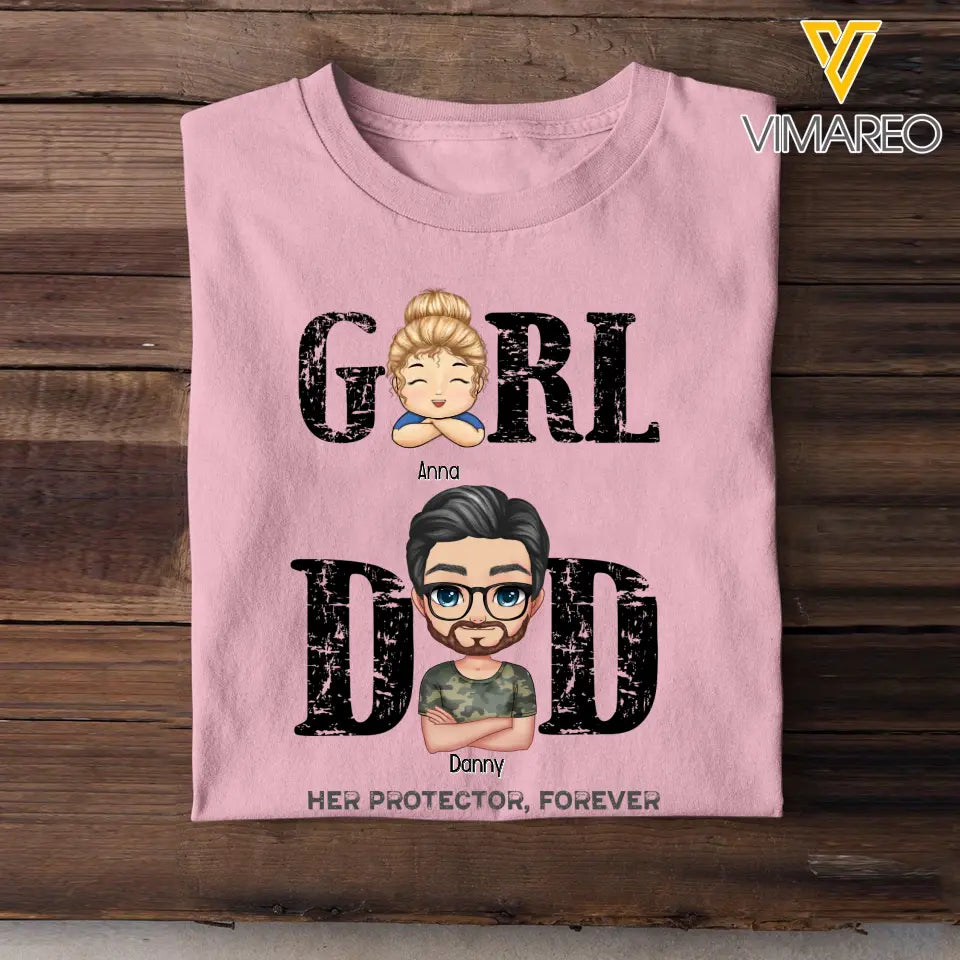 Personalized Girl Dad Gift For Dad For Father T-shirt Printed QTTB3005