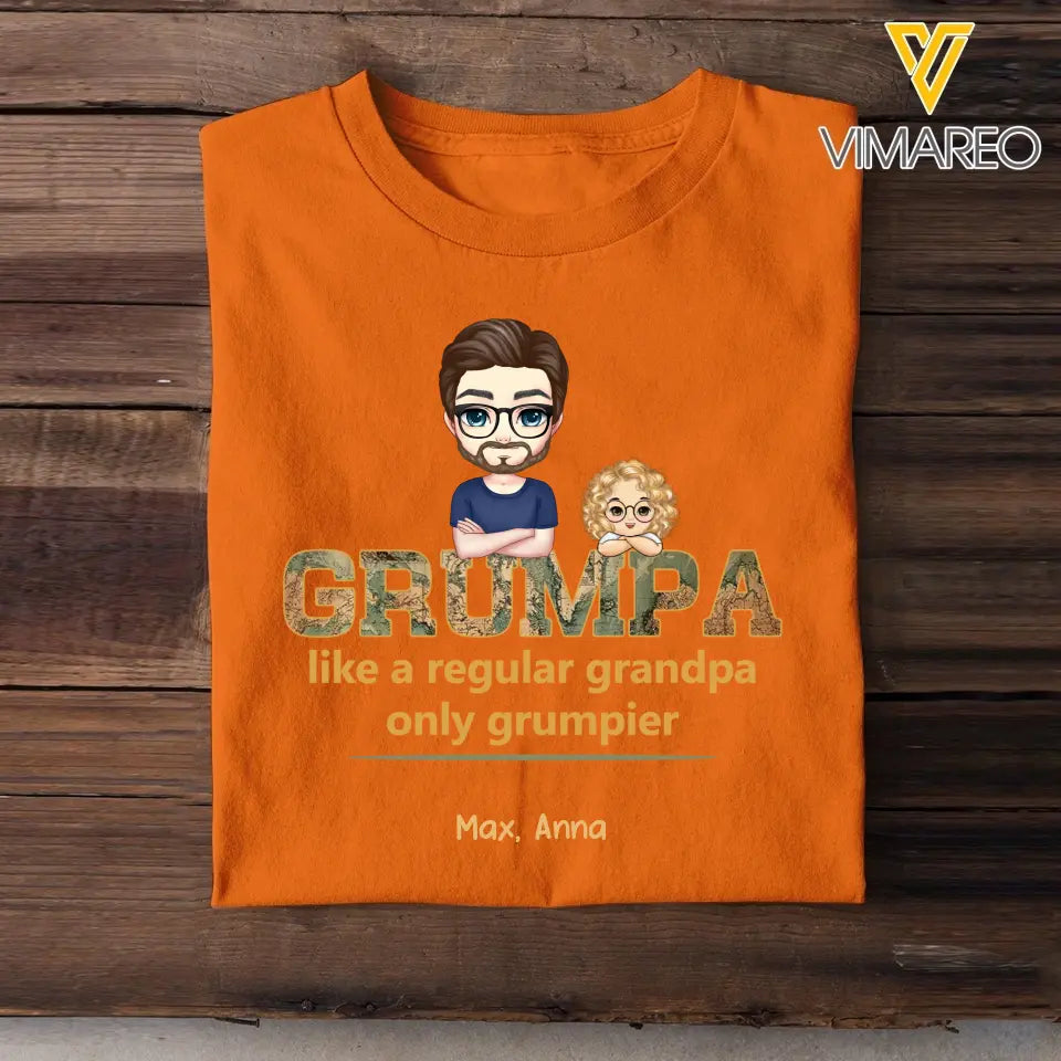 Personalized Grumpa Like A Regular Grandpa Only Grumpier Kids Names T-shirt Printed QTPN3105