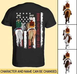 Personalized Riding Partners For Life Horse & Girl T-shirt Printed 23JUN-TB01