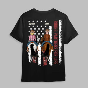 Personalized Riding Partners For Life Horse & Girl T-shirt Printed 23JUN-TB01