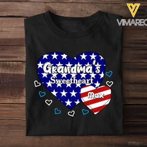 Personalized Happy 4th Of July Grandmas Sweetheart With Kids Names T-shirt Printed QTTB0206