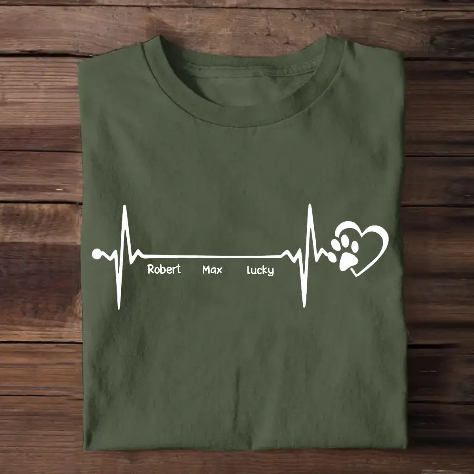 Personalized Heart Beat Pets Dog Lover Cat Lover T-shirt Printed QTPN0206