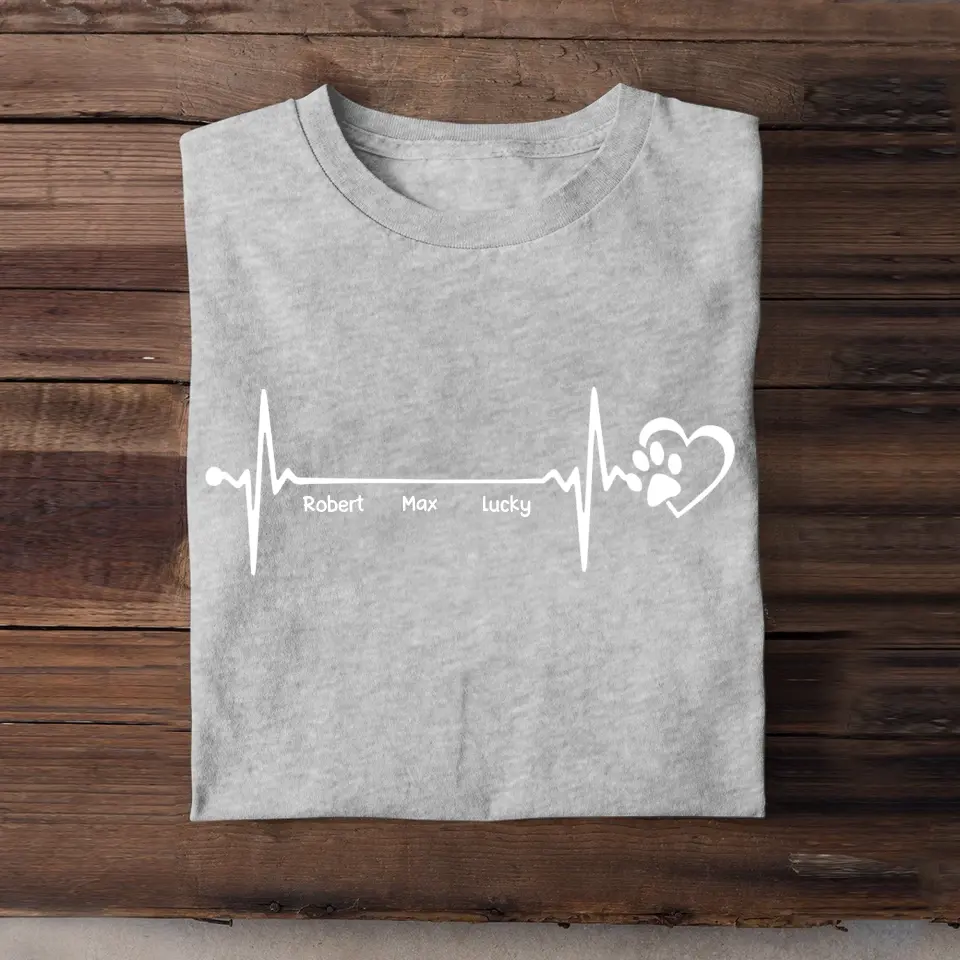 Personalized Heart Beat Pets Dog Lover Cat Lover T-shirt Printed QTPN0206