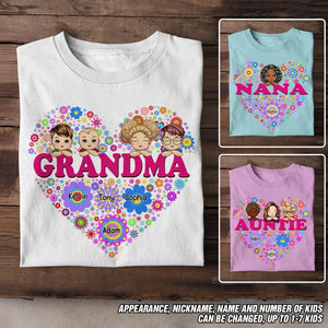 Personalized Grandma & Kid Heart Tshirt Printed PNDT0206